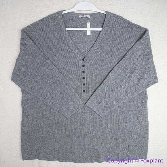 NEW‎ Madewell Plus Asherton Waffle Henley Sweater in gray, 2X - Picture 5 of 16